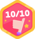 10/10 badge with stars and thumbs up