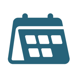 A dark blue flip calendar icon